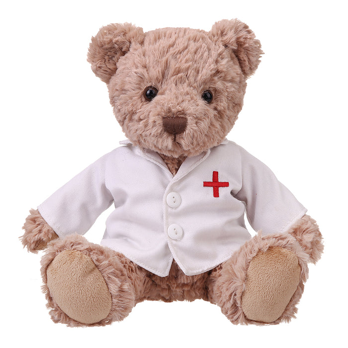 Nurse Teddy Bear front view in white nurse uniform