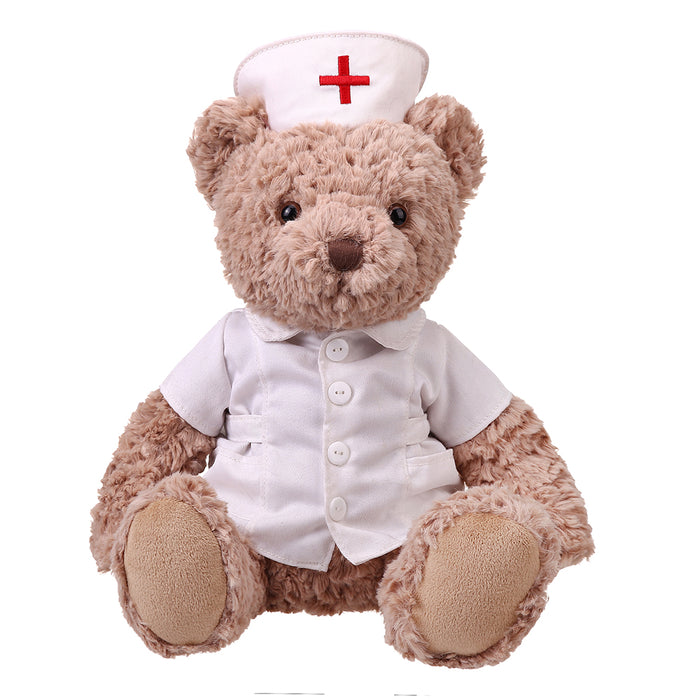 Nurse Teddy Bear sitting with nurse cap and cross badge