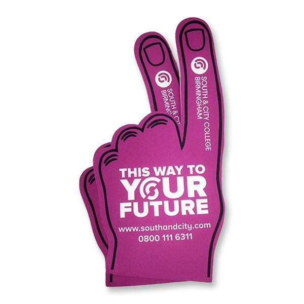 Personalised foam hand for team support at UK sporting events