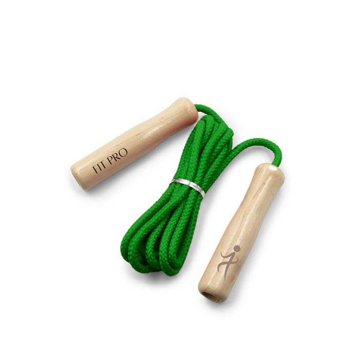 Logo Printed Skipping Rope with Coloured String and Wooden Handles